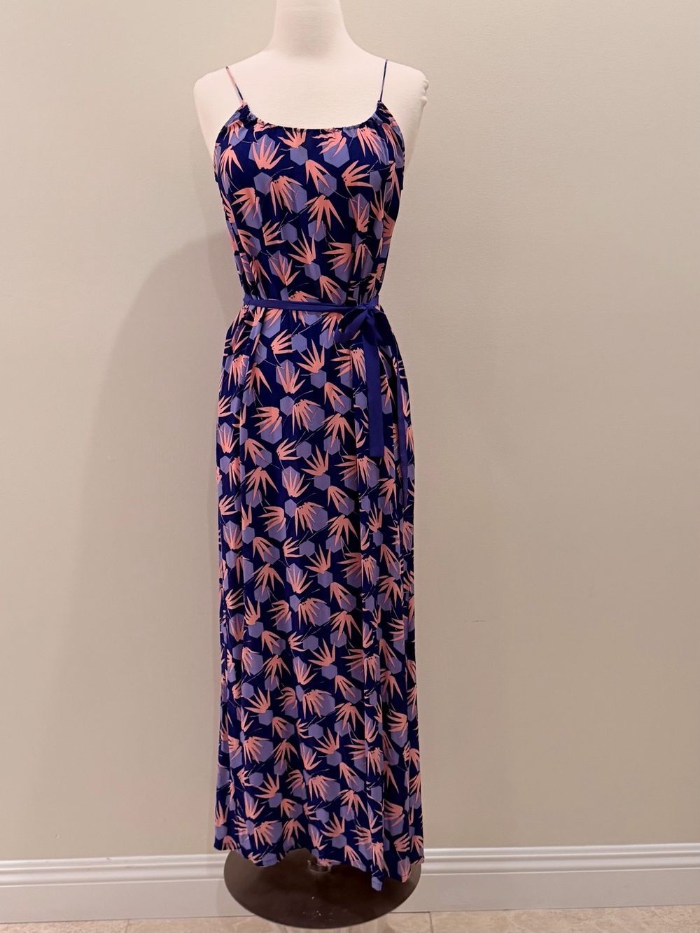 Tucker Silk Maxi Dress with Pink Leaf Print